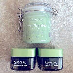 Brand New Face Mask Set L’Oréal Paris Pure Clay Charcoal Green Tea Mint Mud Mask